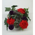 Ceramic Jar with Writing - Arranged using Red Roses and other with Mixed Flowers